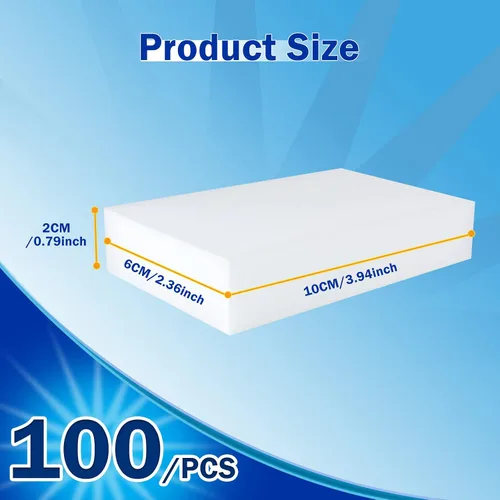 Vista 5 de SHJADE Magic Sponges - Borrador de limpieza, paquete de 100 almohadillas de limpieza de espuma de melamina, esponjas de limpieza multifuncionales