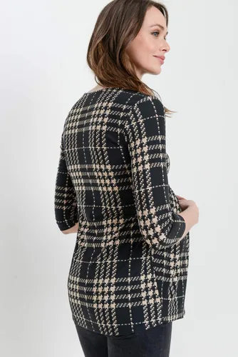 Vista 41 de LaClef - Blusa de maternidad para mujer, cuello redondo, manga 3/4, plisada al frente, estilo peplum
