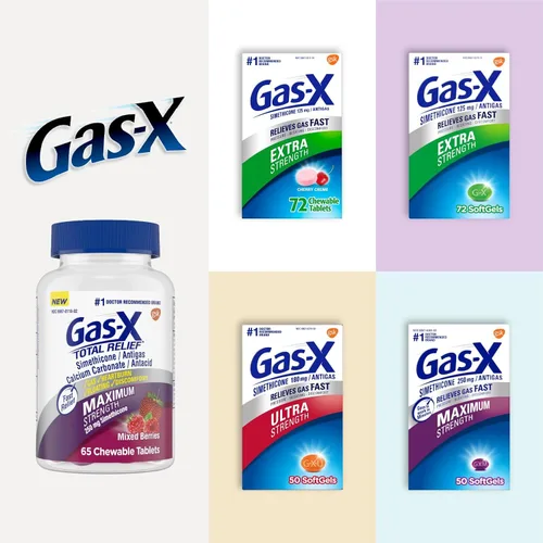 Vista 10 de Gas-X Cápsulas blandas de alivio de gases ultra fuertes con simeticona, 180 mg para aliviar la hinchazón, 50
