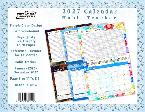 Vista 6 de Calendario mensual 2026 de escritorio/pared, rastreador de hábitos, diario, semanal y mensual, diario motivacional de seguimiento de hábitos