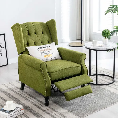 Vista 9 de Wingback - Silla reclinable, moderna silla con brazo para sala de estar, dormitorio, oficina, cine en casa, color beige