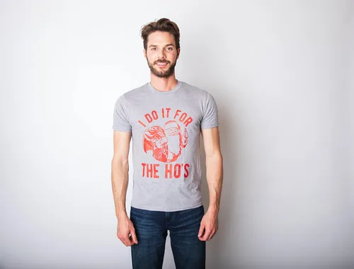 Vista 2 de Crazy Dog Camiseta para hombre "I Do It for The Hos Santa Claus", camiseta divertida para fiesta de Navidad