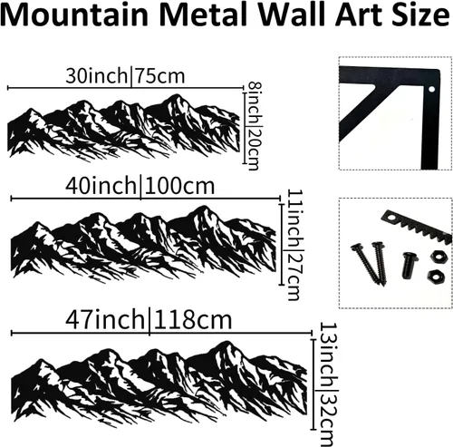 Vista 3 de Arte de pared de metal de montaña, arte de pared de montaña de metal, decoración de pared de arte de montaña, decoración de cadena de montaña de 5