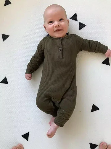 Vista 3 de Eghunooy Mameluco de una pieza de color sólido para bebé niño y niña