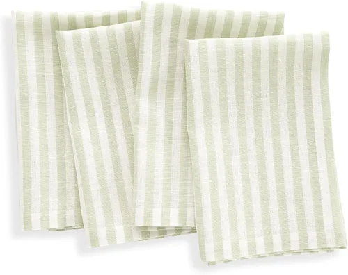 Vista 43 de Solino Home Amalfi - Manteles individuales a rayas, de 14 x 19 pulgadas, juego de 4 unidades, tela natural, lino europeo, 100 % lino puro, hechos a