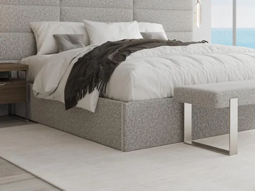 Vista 32 de VANT Cama de plataforma tapizada, tamaño Queen, color beige Boucle, marco de cama de fácil montaje, no necesita somier, base para un apoyo óptimo