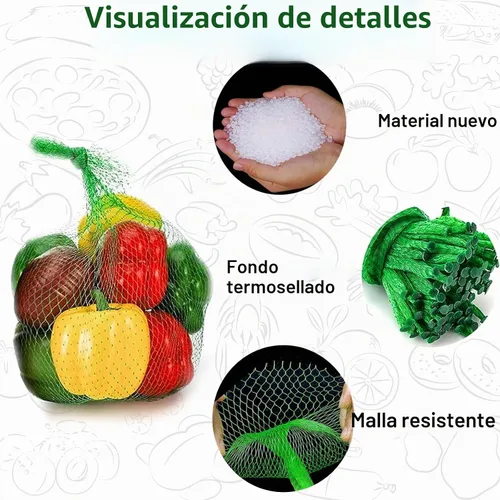 Vista 4 de 100 bolsas de malla reutilizables de 24 pulgadas, cebollas, bolsas de malla de mariscos