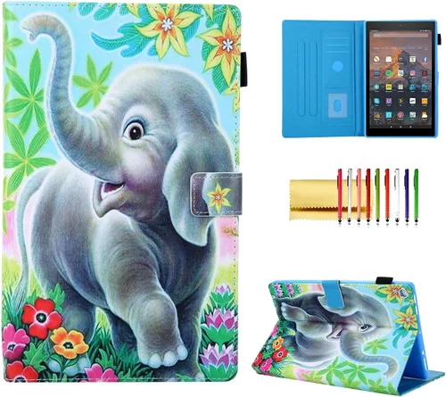 Vista 10 de Funda tipo cartera para tableta Amazon Fire HD 10 (5ª generación/7ª generación/9ª generación), soporte plegable delgado