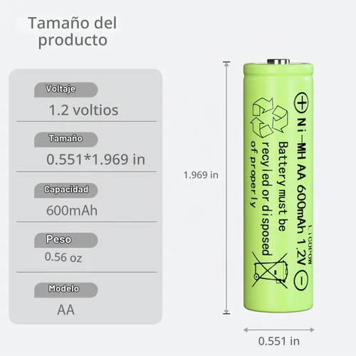 Vista 2 de Batería solar Ni-MH AA 1.2V AA baterías solares para luces solares al aire libre (12PCS)