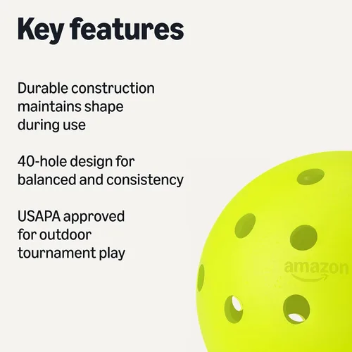 Vista 2 de Amazon Basics Outdoor Pickleball Balls, USAPA Approved, Yellow