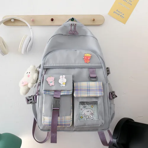 Vista 3 de Mochila coreana de viaje kawaii japonesa en tonos pastel estética mochila de viaje para adolescentes niñas mochila para estudiantes mochila ITA