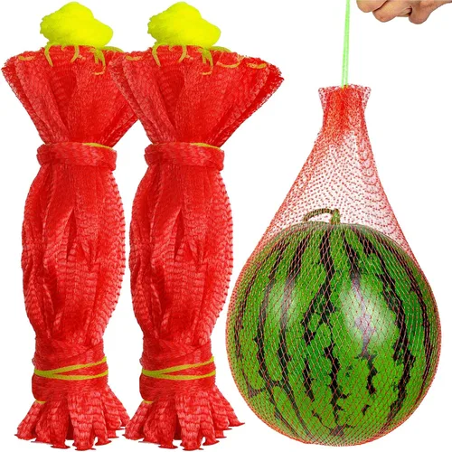 Vista 9 de Hamaca de melón redes de sandía, 18 pulgadas, 100 piezas de red de sandía resistente para jardín, red de melón para enrejado vertical cultivo