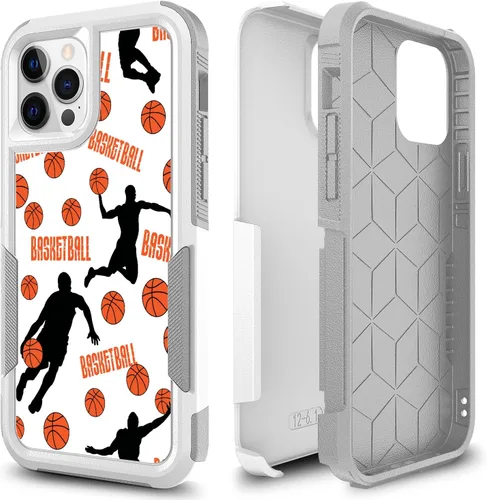Vista 12 de Funda protectora para iPhone 12 Pro, diseño deportivo único de policarbonato duro de absorción de golpes + funda protectora híbrida de doble capa