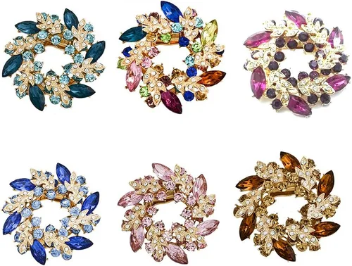 Vista 4 de Shlutesoy - Broche para mujer, diseño de ramo de flores con brillantes, color azul claro