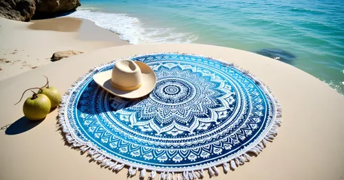 Vista 34 de Tapiz redondo de mandala indio, manta de playa, mantel de algodón gitano hippie bohemio, toalla de playa, esterilla de yoga