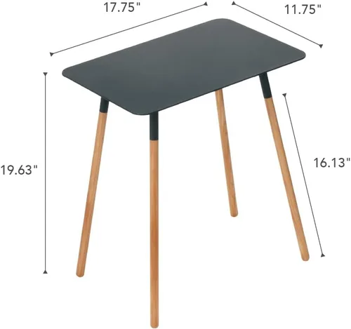 Vista 3 de YAMAZAKI Home Plain - Mesa auxiliar rectangular moderna que ahorra espacio para sala de estar o mesita de noche pequeña, mesa auxiliar de metal