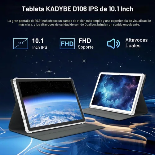 Vista 5 de Tablet Android 15 2026, tableta de 10 pulgadas con 128 GB de almacenamiento, 1 TB expandible de 14 GB de RAM, tabletas celulares 4G duales