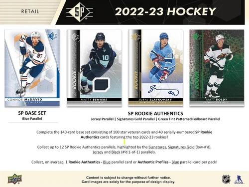 Vista 2 de Upper Deck Caja lanzadora de cartas de hockey SP 2022-23 (8 paquetes de cartas de hockey)