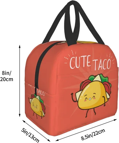 Vista 5 de Lonchera Kawaii de comida rápida con diseño de taco, reutilizable, para viajes, picnic, compras, trabajo, contenedor de alimentos para mujeres