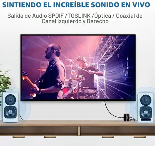 Vista 5 de Convertidor DAC de 192 KHz, convertidor de audio multifunción, adaptador de extractor de audio HDMI ARC, entrada Toslink (óptica) o coaxial o HDMI