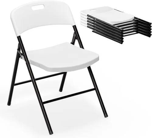 Vista 18 de VINGLI Sillas plegables, silla plegable de plástico, capacidad de hasta 350 libras, asientos portátiles para interiores y exteriores, eventos, Negro