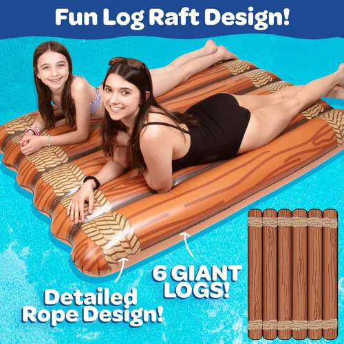 Vista 5 de Flotador inflable gigante para piscina para varias personas, capacidad de peso de más de 600 libras, 5 pies de largo, resistente, 4 veces más grueso