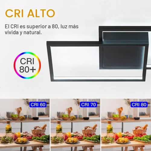 Vista 5 de Lámpara de techo moderna, montaje empotrado negro
