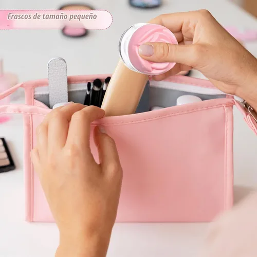 Vista 5 de Paquete de 24 frascos vacíos en forma de flor de rosa rosa, recipientes de plástico transparente a prueba de fugas para cosméticos con tapas