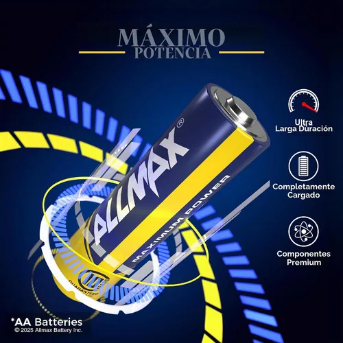 Vista 2 de Allmax - Pilas alcalinas doble A AA de máxima potencia (12 unidades) – Diseño ultra duradero, a prueba de fugas, vida útil de 10 años, máximo