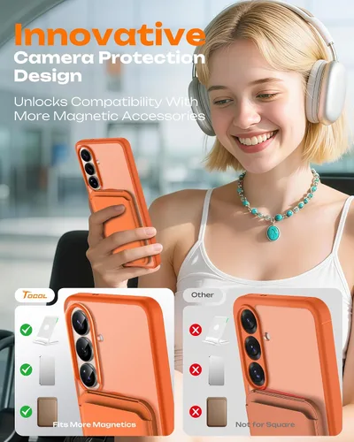Vista 874 de TOCOL Funda magnética 3 en 1 para iPhone 15 Pro, mejorada [protección completa de cámara] con 2 protectores de pantalla, compatible con MagSafe Gris