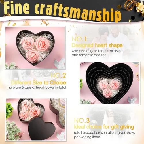Vista 3 de Harloon 5 cajas en forma de corazón para arreglos florales, cajas de regalo, caja de corazón con tapas para el día de San Valentín, dama de honor