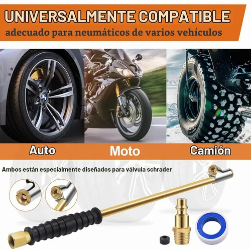 Vista 11 de Mandril de Aire de Cabezal Doble Extendido de 16-1/4" para Neumáticos Dobles de Camiones Semi, Mandril de Inflado de Neumáticos de Servicio Pesado