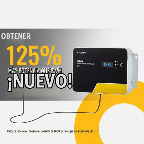 Vista 7 de BougeRV MPPT Controlador de carga solar 40A, con control remoto de aplicación, pantalla LCD retroiluminada, sensor de temperatura, regulador
