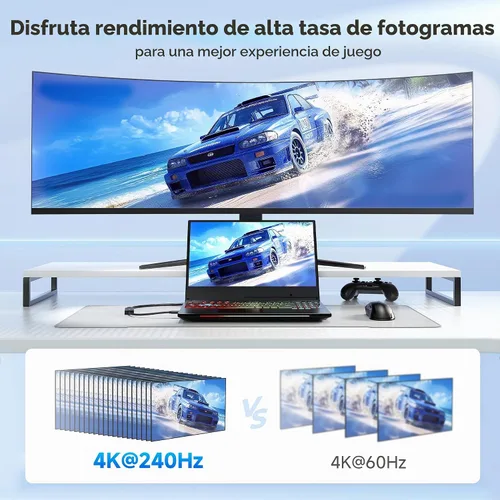 Vista 3 de Cable Matters Adaptador Mini DisplayPort a DisplayPort 1.4 de 8K 8K a 60Hz / 4K a 240Hz, compatible con puertos Thunderbolt 2 y Thunderbolt