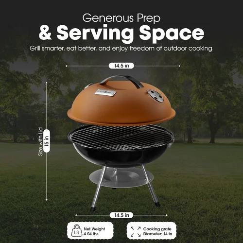 Vista 3 de GasOne CG-14T – Parrilla de barbacoa portátil de 14 pulgadas con tapa de bloqueo de 3 puntos para la preservación del calor – Sistema de ventilación