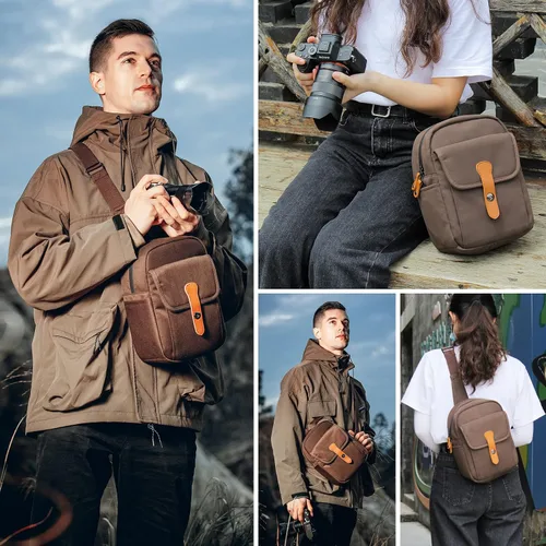 Vista 5 de Besnfoto Bolsa de cámara pequeña DSLR Sling Bag Mochila para fotógrafo Cámara impermeable Bolsa de hombro Bolso compacto para calle