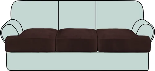 Vista 10 de Fundas de cojín de terciopelo elástico de lujo para sofá, juego de 3 piezas para sofás en forma de T, fundas antideslizantes y lavables, protector
