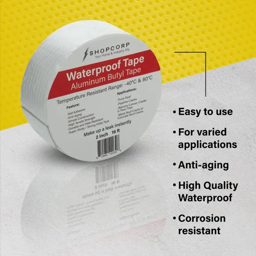 Vista 5 de Cinta multiusos de butilo de aluminio plateado impermeable – Lámina profesional de alta resistencia al calor plateada para sellar, parchear