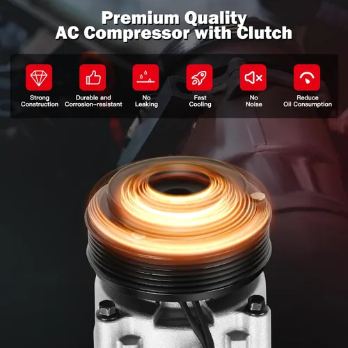 Vista 4 de cciyu Compresor de CA compatible con Kia Sedona 3.5L 02 03 04 05 Sustituye al compresor de CA para coche 6 ranuras HS18