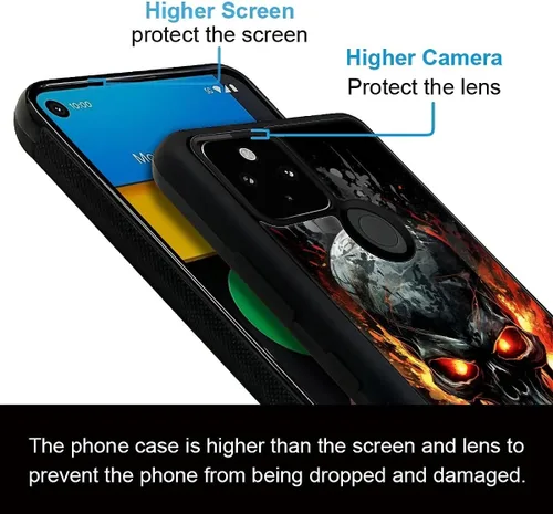 Vista 1870 de Compatible con Google Pixel 4A 5G Mobile Case Creative Acrylic Panel trasero Silicona Protección Grip especialmente diseñado para Google Pixel 4A 5G