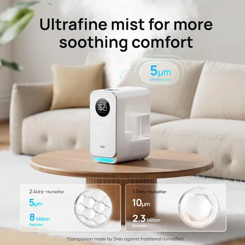 Vista 4 de Dreo Humidificadores para recámara, humidificador inteligente de niebla fría de relleno superior y silencioso para habitación grande, tiempo