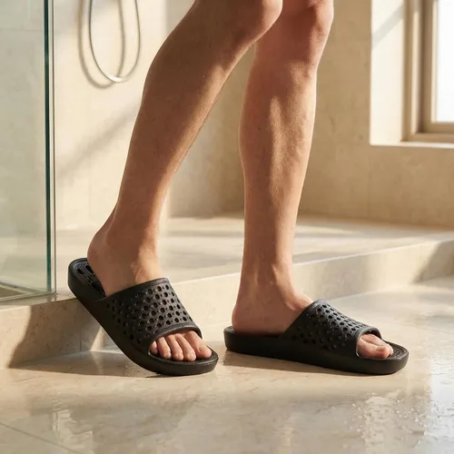 Vista 2 de clootess - Zapatos de ducha deslizantes para hombres y mujeres, sandalias de baño con agujeros, sandalias para piscina, gimnasio, dormitorio