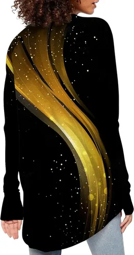 Vista 4 de Going Out Tops for Women Long Sleeve Leaky Thumb T Shirts Round Neck Printing Pullover Tops Hide Belly Outfit