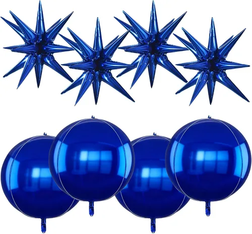 Vista 15 de TONIFUL 4 globos 4D enormes de estrella negra de 22 pulgadas, globos de aluminio de Mylar de estrella explosión para suministros de fiesta, telón