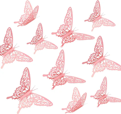 Vista 10 de AIEX 24 calcomanías de pared de mariposa 3D, adornos de mariposa 3D, calcomanías vívidas extraíbles con 3 tamaños diferentes para decoración