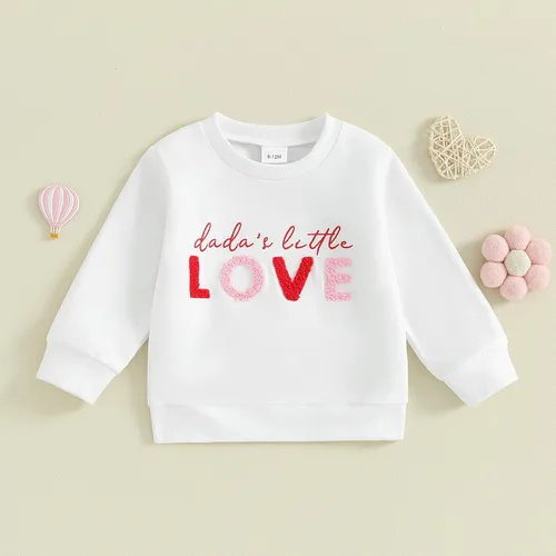 Vista 2 de SOLILOQUY Traje de San Valentín para bebé, niña, niño, amor, estampado de corazón, sudadera de manga larga, sudadera de otoño para bebé