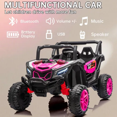 Vista 5 de POSTACK 24V 8Ah vehículo de paseo para niños pequeños, 4WD eléctrico de 4 ruedas, camión volcador para niños de 2 plazas con control remoto