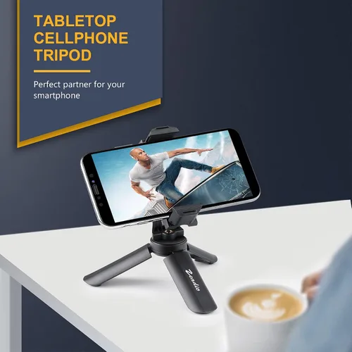 Vista 3 de Zeadio Mini trípode para smartphone, trípode de escritorio de bolsillo para todos los teléfonos