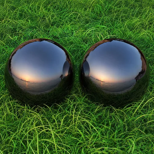 Vista 8 de Lulu Decor, bola de espejo de observación de cobre y acero inoxidable de 30,48 cm, globo de decoración de jardín con acabado suave y brillante