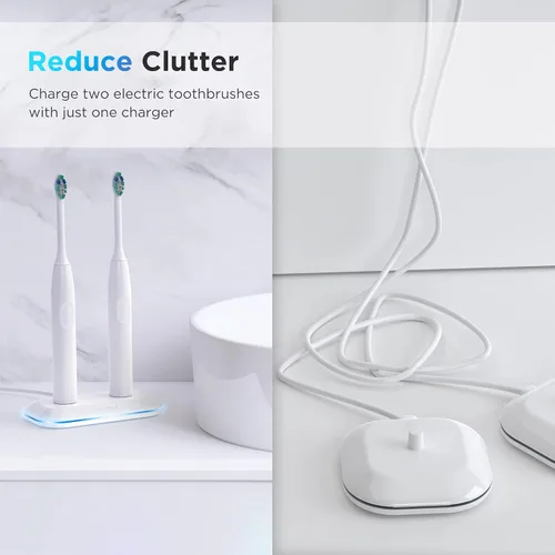 Vista 4 de Galvanox Cargador de cepillo de dientes dual para cepillos de dientes eléctricos Philips Sonicare - Repuesto para HX6100 funciona con limpieza